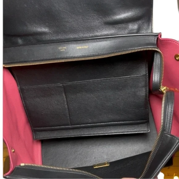 Celine Trapeze medium handbag in tricolor with wallet - Picture 6 of 6